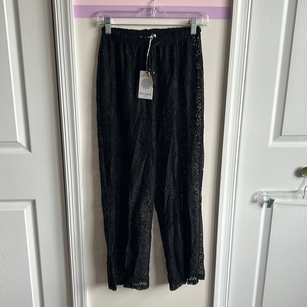 Women’s brand new with tags crochet with slit cover up pants